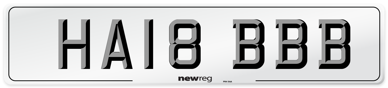 HA18 BBB Number Plate from New Reg